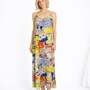 Jams World ARIANA Midi sundress Dress size Small Bistro Print W3104 coffee lover